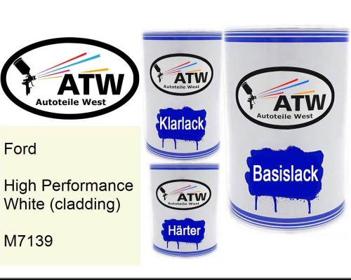 Ford, High Performance White (cladding), M7139: 500ml Lackdose + 500ml Klarlack + 250ml Härter - Set, von ATW Autoteile West.
